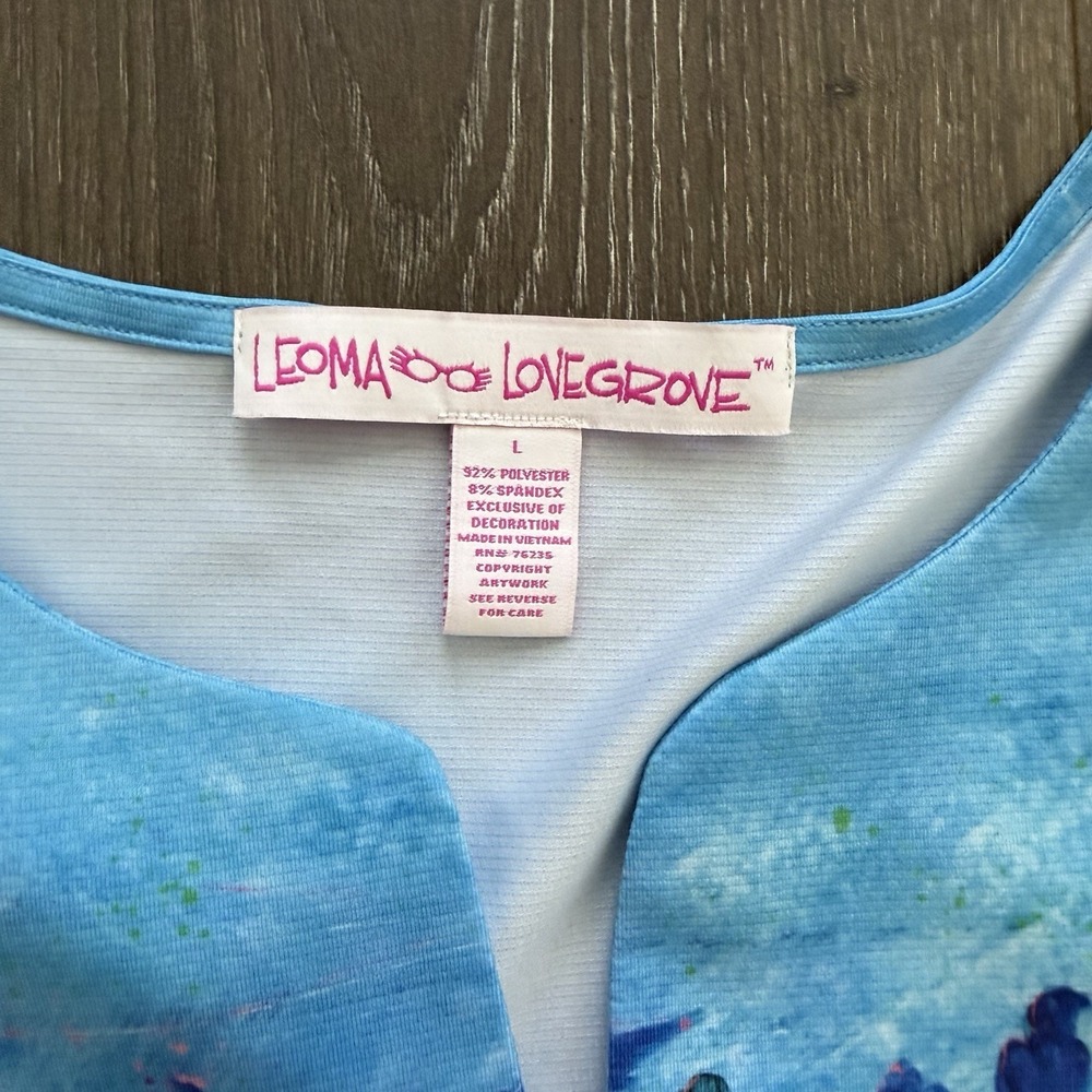 Leoma Lovegrove Dress Large Pullover Tropical Birds Parakeet Resort Artsy Travel - Picture 6 of 11